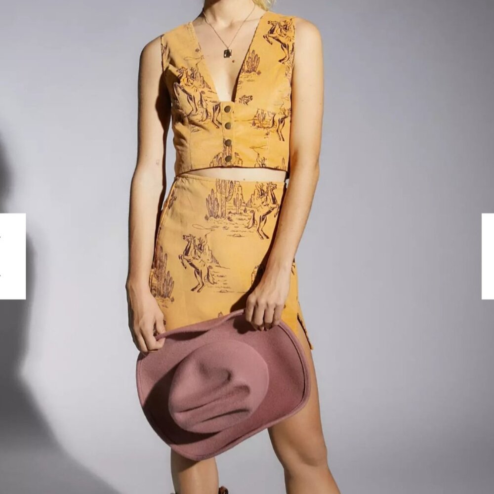 NWT Urban Outfitters Annie Western Crop Top and Skirt Set S Small